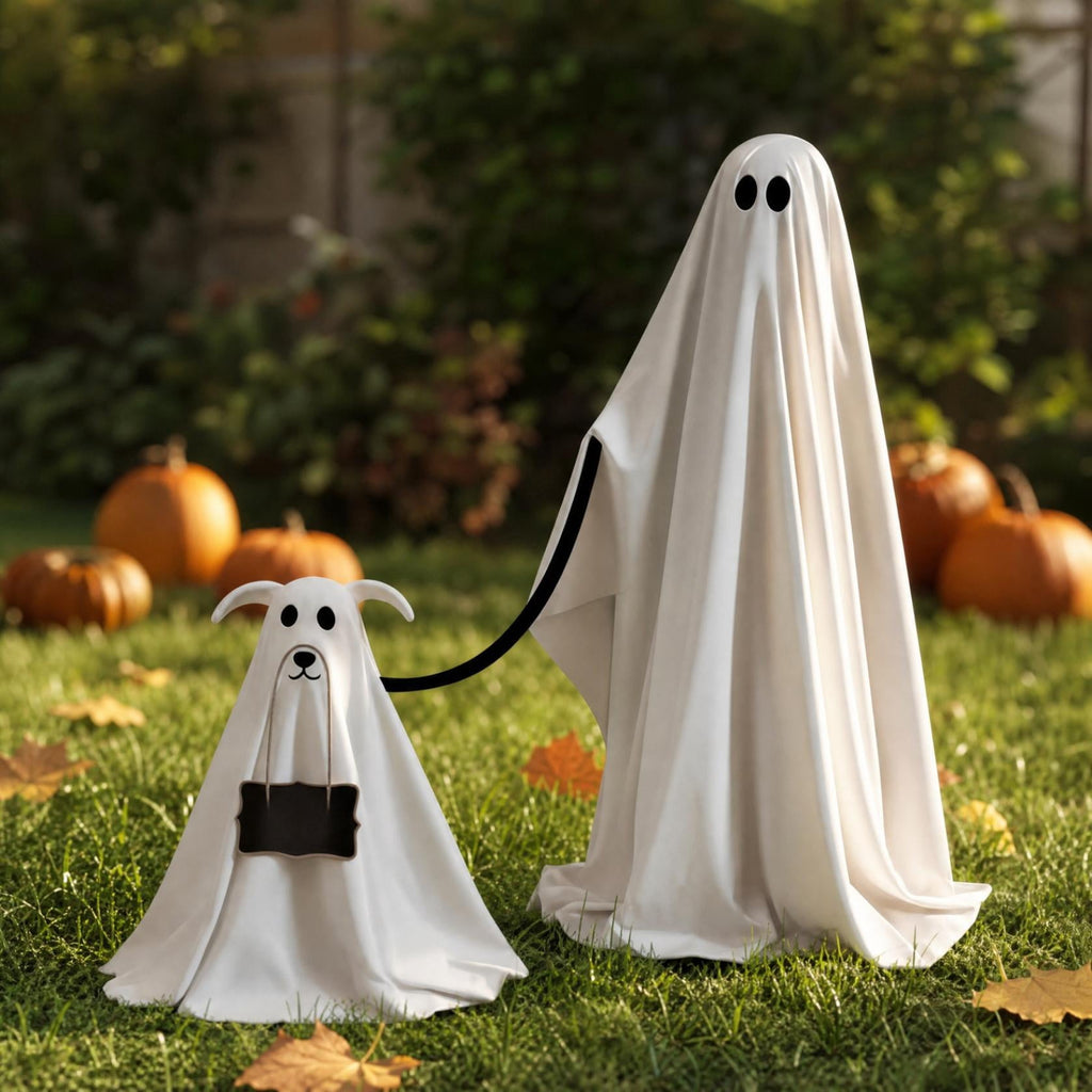 Lighted Halloween Ghost Candy Bowl, Cute LED Ghost Holding Pumpkin Candy Bucket for Trick or Treat, Outdoor Halloween Decorations for Front Porch, Indoor Yard Patio Halloween Decor