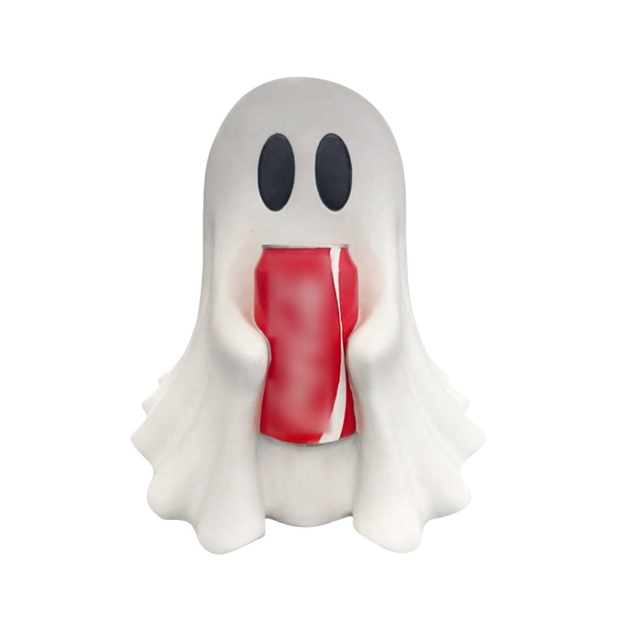 Halloween Ghost Figurine, Resin Lighted Ghost Ornament with Pumpkin Lantern & Beverage Cup, Tabletop Halloween Indoor Decor