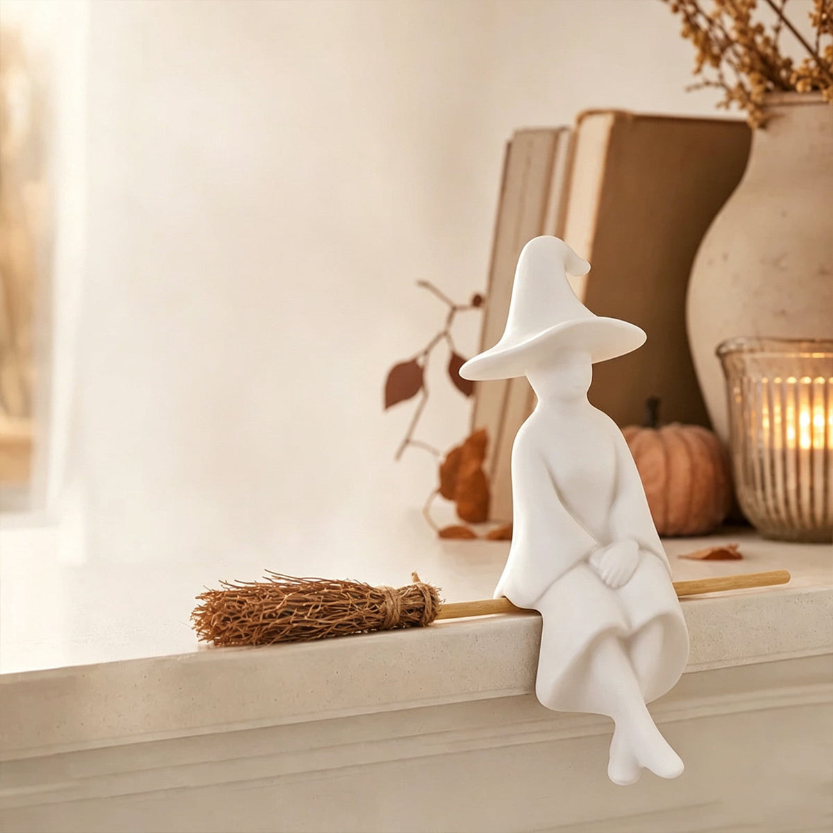 2026 New Halloween Mossy Tree Witch With Crow Light Up 7" Resin Figurine Rave Mantel Shelf Party Decorations