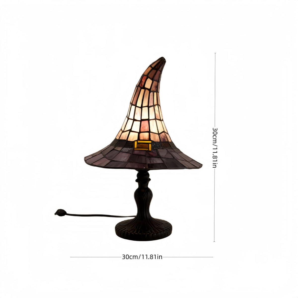 Fuebueo Halloween Witch Hat Lamp 11.81 Inch, Stained Glass Tiffany Style Table Lamp for Bedroom Nightstand, Gothic Witchy Halloween Decorations for Home Living Room