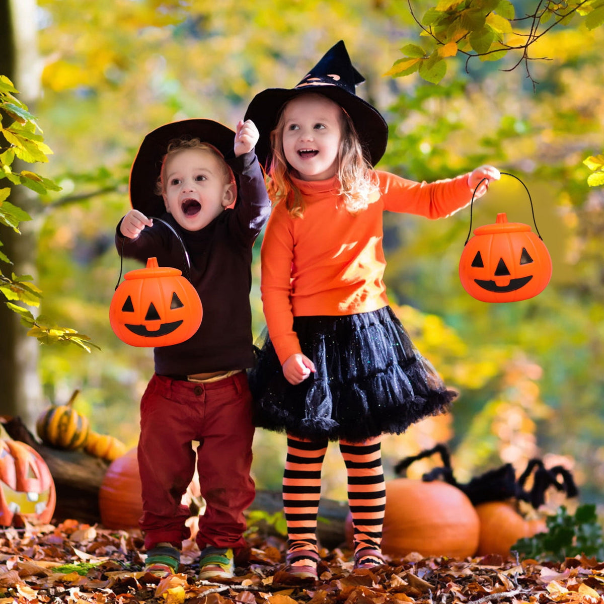Kyusrd Trick or Treat Halloween Lantern Pumpkin Decoration Lighted Table Centerpieces Ornaments Spooky Pumpkin Prop Decor Decorative Wedding Candy Bowl Organizer Canisters