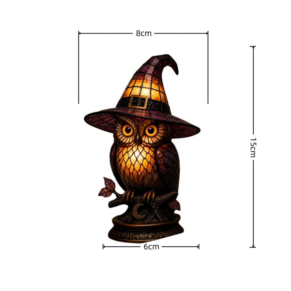 Stained Glass Witch Hat Lamp Gothic Halloween Lighting Decor, Vintage Witchy Hats Night Lights, Handcrafted Retro Resin Table Lamp for Bedroom, Living Room & Home Decor
