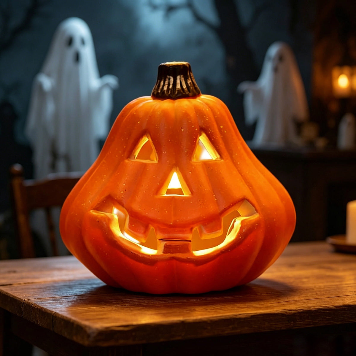 Tdxkok Halloween Large Plastic LED Light Up Pumpkin Outdoor Yard Porch Home Storefront Mall Holiday Display Decoration Ambient Lighting Lantern