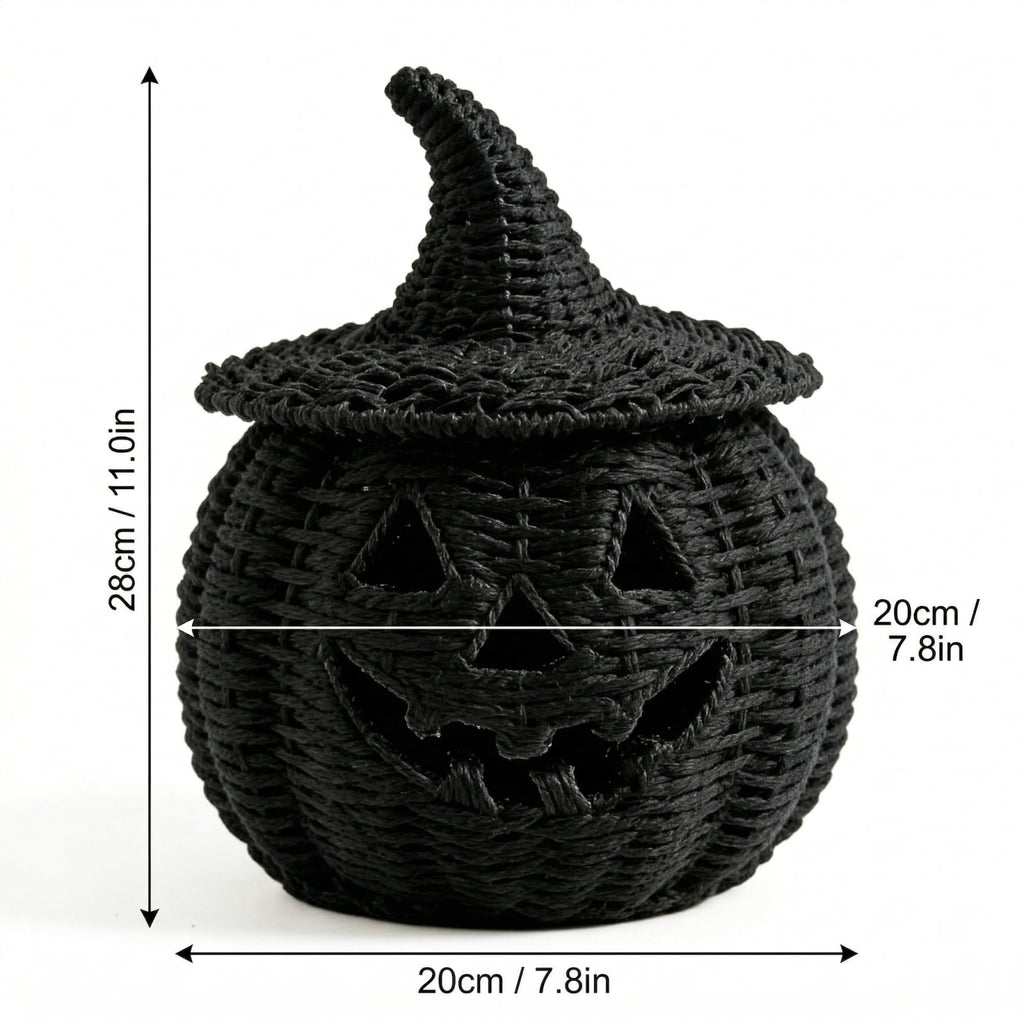 Handwoven Pumpkin Lantern, Rustic Vintage Halloween Decor, 28cm Woven Pumpkin Lantern Without LED Candle Light, Pumpkin Ornament for Mantel Doorstep Halloween Party Decorations