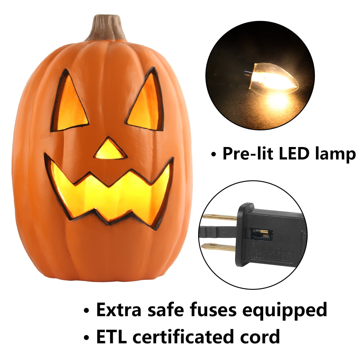 DUNCHATY 16" Pre-lit Halloween Pumpkin Lights - Jack O' Lantern for Porch, Door, Fireplace, Indoor/Outdoor Decor
