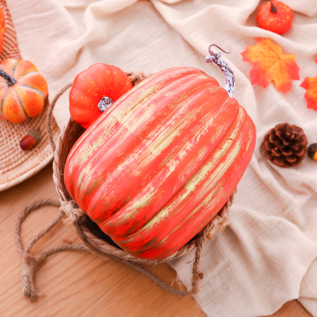 RUINIXCW 8 Inch Large Artificial Pumpkins Fall Decorations Thanksgiving Halloween Pumpkins Giant Fake Pumpkins Foam Pumpkins Autumn Harvest Home Decor