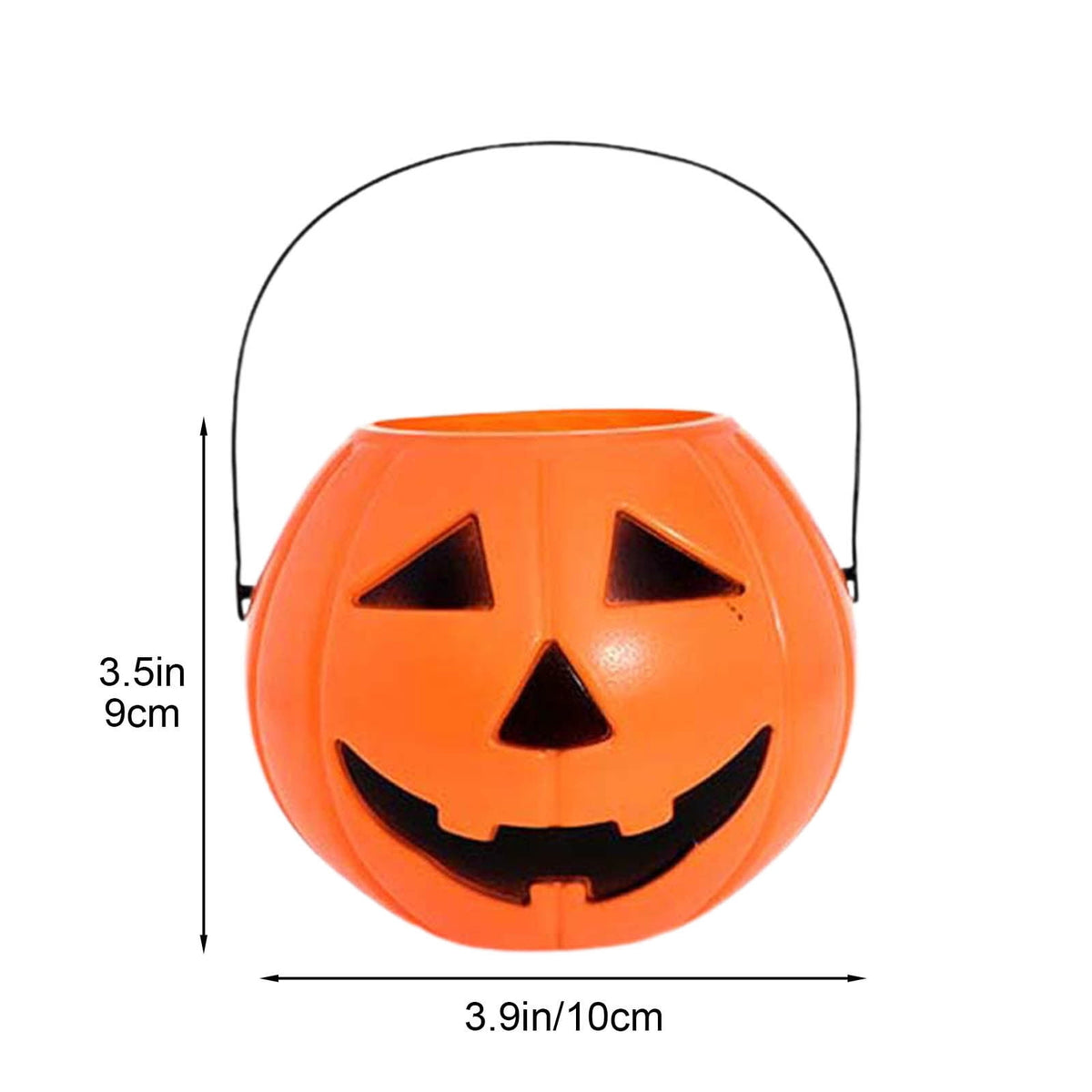 Kumdkd Halloween Pumpkin Bucket for Kids - Plastic Trick or Treat Candy Pail with Handle, Party Decor