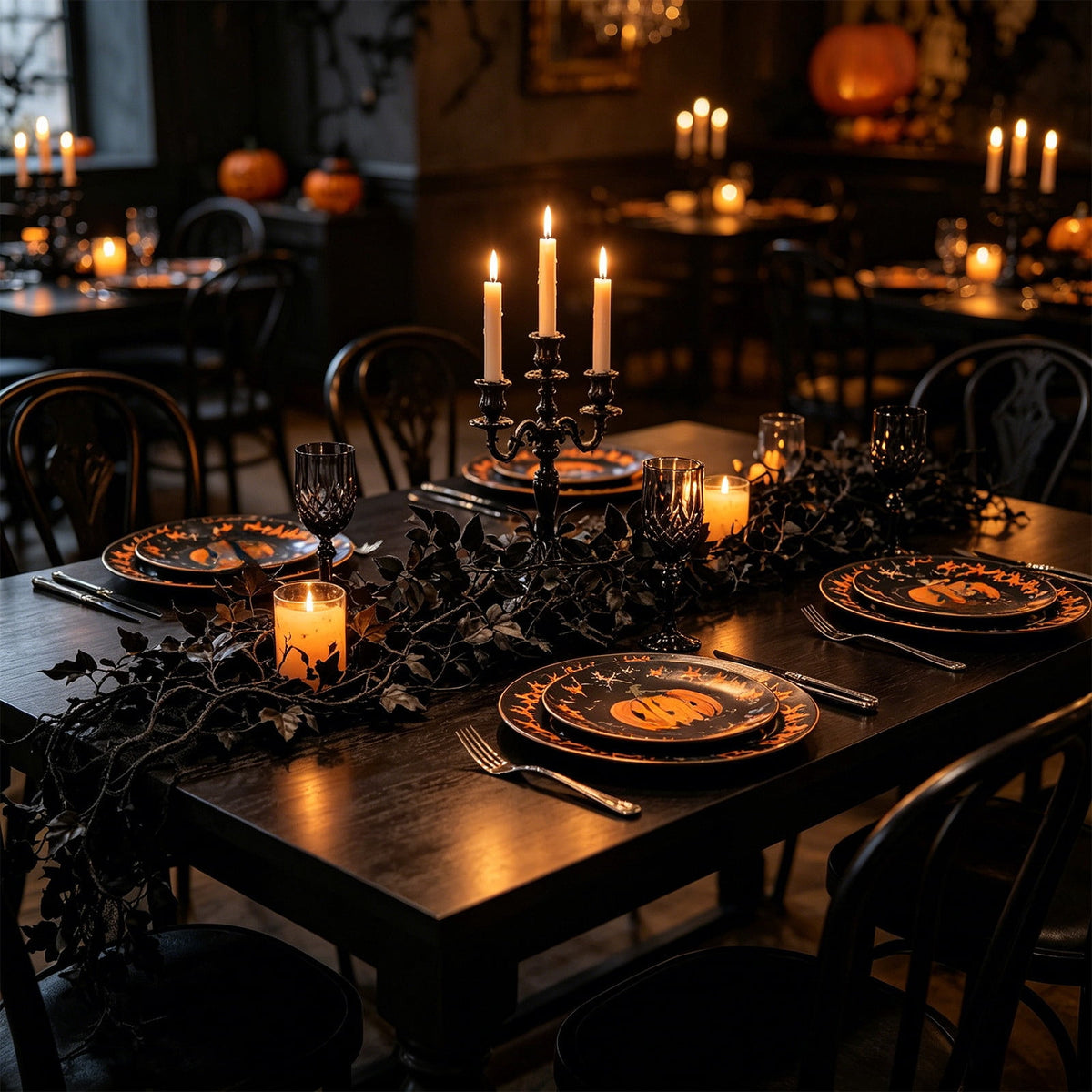 Halloween Black Garland with LED Lights 70.87 Inch Gothic Foliage for Mantel Stair Halloween Party Home Indoor Decor