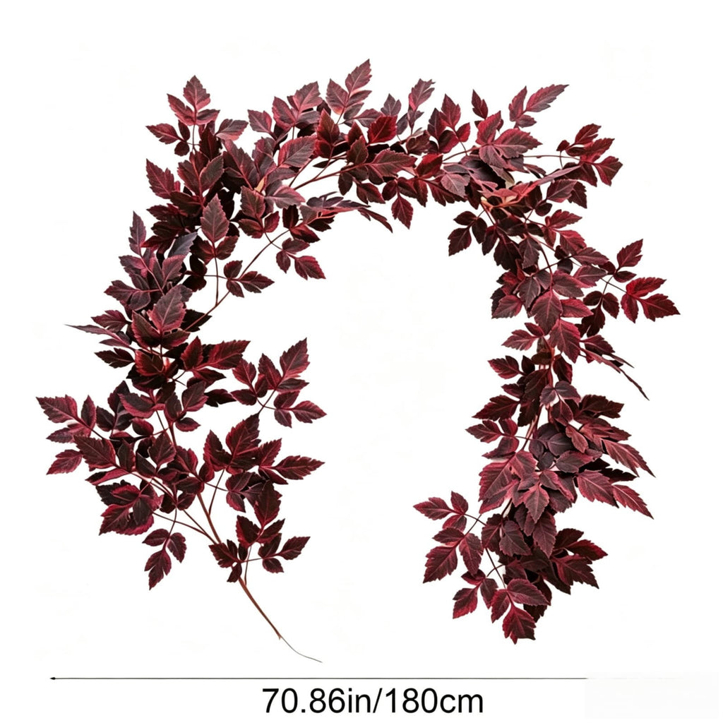 Halloween Black Garland with LED Lights 70.87 Inch Gothic Foliage for Mantel Stair Halloween Party Home Indoor Decor