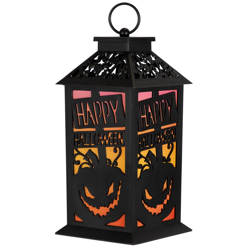 Northlight LED Lighted Jack-O-Lantern Happy Halloween Lantern - 11" - Black