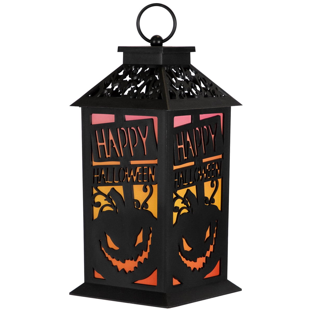 Northlight LED Lighted Jack-O-Lantern Happy Halloween Lantern - 11" - Black