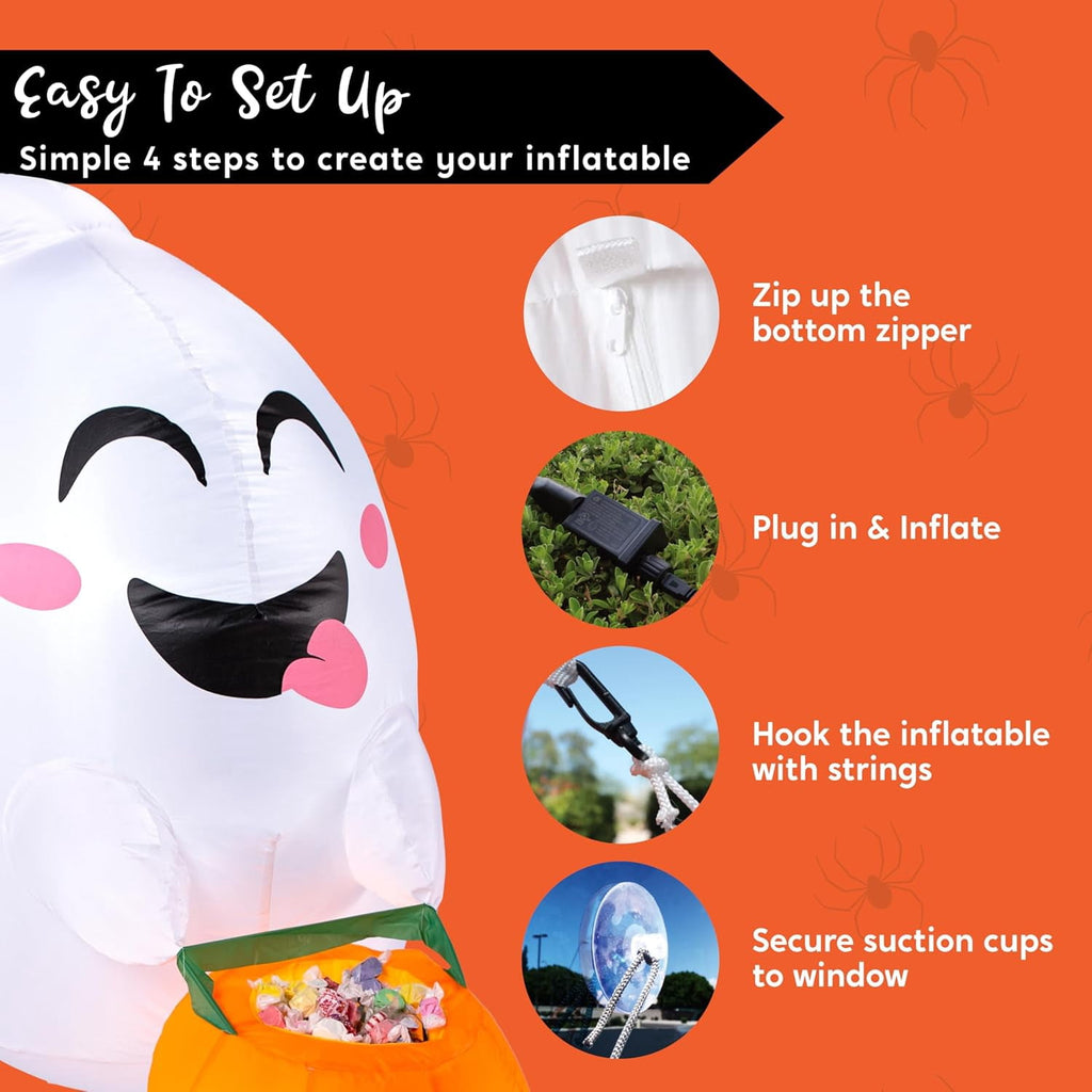 Joyfy 4 FT Halloween Inflatable Purple Octupos Head with Tentacles Broke Out from Window with Built-in LED Blow Up Inflatable for Window Decoration Yard Garden Lawn Decor