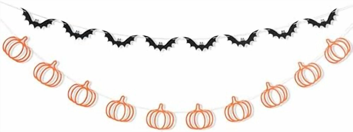 Pumpkin and Bat Halloween Bunting Orange and Black