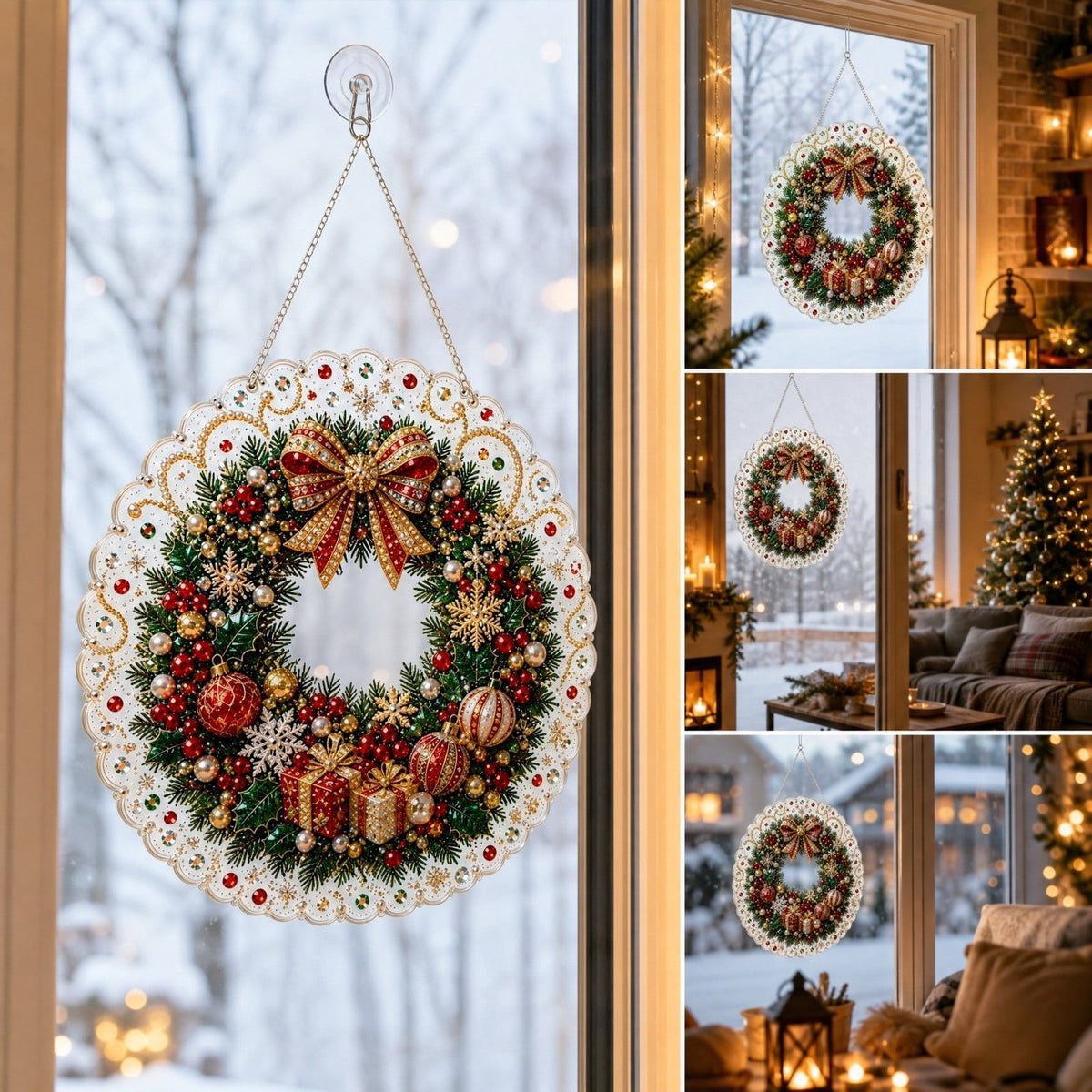 JWZZYD DIY Christmas Pearl Painting Art Kit with Frame, 9.8" Christmas Pearl Beads Art Craft Set, Gemstone Dots Beads for Holiday Christmas Wall Decor, Decoration Gift(Reindeer)
