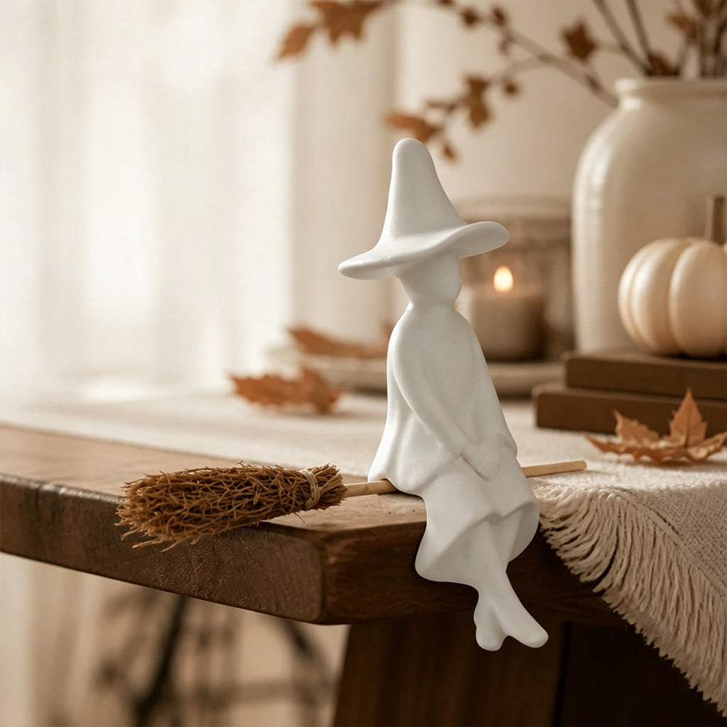 2026 New Halloween Mossy Tree Witch With Crow Light Up 7" Resin Figurine Rave Mantel Shelf Party Decorations