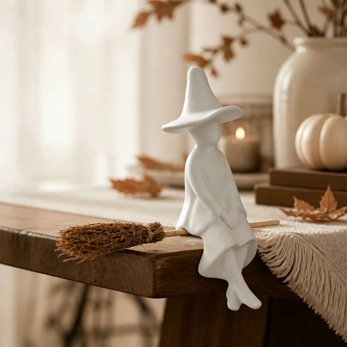 2026 New Halloween Mossy Tree Witch With Crow Light Up 7" Resin Figurine Rave Mantel Shelf Party Decorations