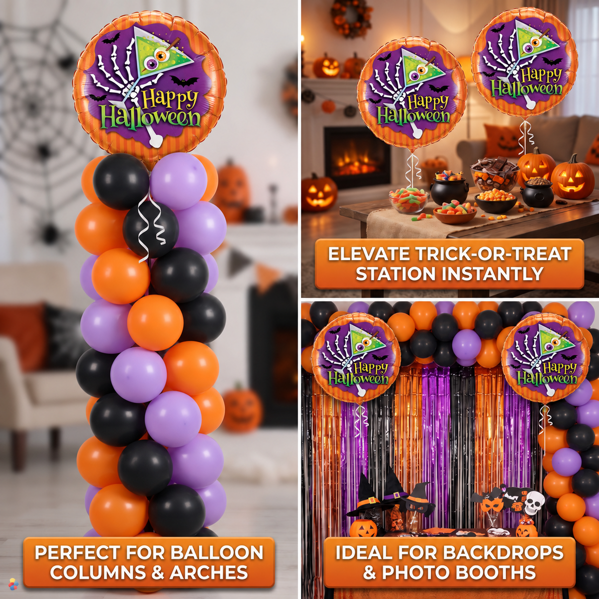 PMU Halloween Party Decoration "Happy Halloween" Jack Faces Aglow 18 Inch Mylar-Foil Balloon (1pkg) Pkg/1