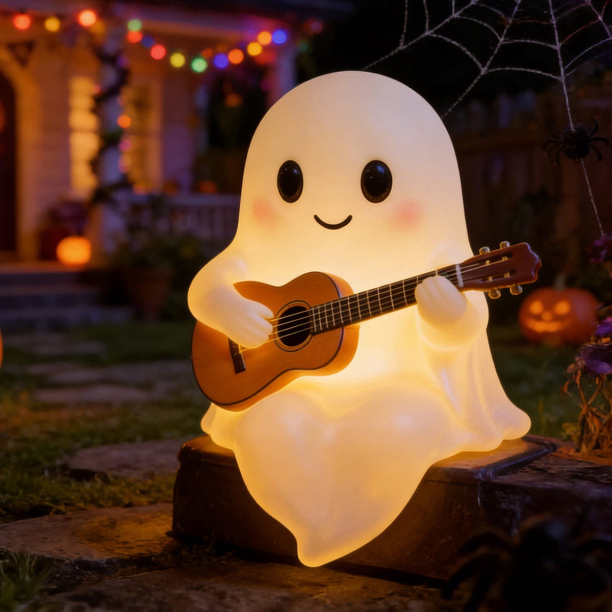 Sahpxhe Halloween Ghost Lamp Decor Warm LED Light for Halloween Mantel Shelf Tabletop Spooky Indoor Halloween Decor