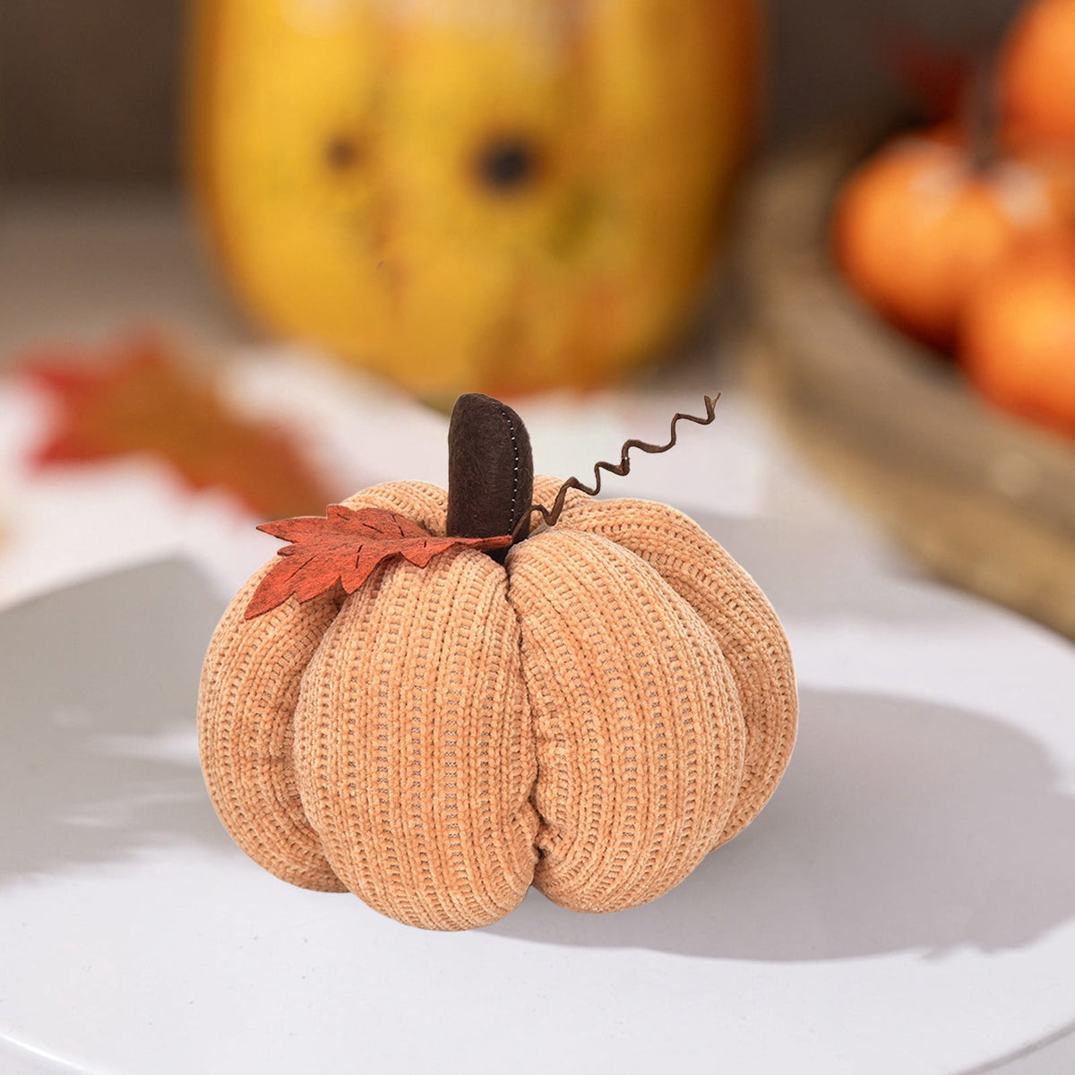 Taotanxi Fall Mini Crochet Pumpkins Seasonal Knit Decorative Pumpkins for Crafts Rustic Decor Farmhouse Decorative Fall Thanksgiving Centerpiece Table Decorations for Mantel Kitchen Gift