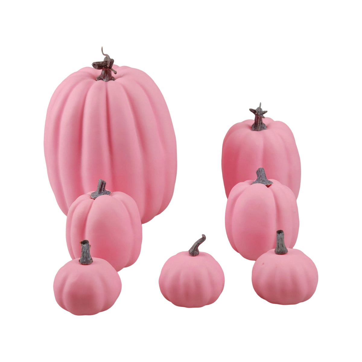 7Pcs Artificial Pumpkins Fall Decoration Assorted Faux Pumpkin Cute Foam Pumpkins for Home Outside Halloween Decorating (White)