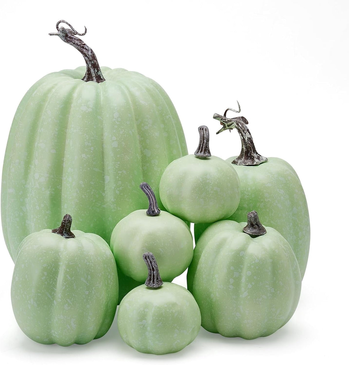 7Pcs Artificial Pumpkins Fall Decoration Assorted Faux Pumpkin Cute Foam Pumpkins for Home Outside Halloween Decorating