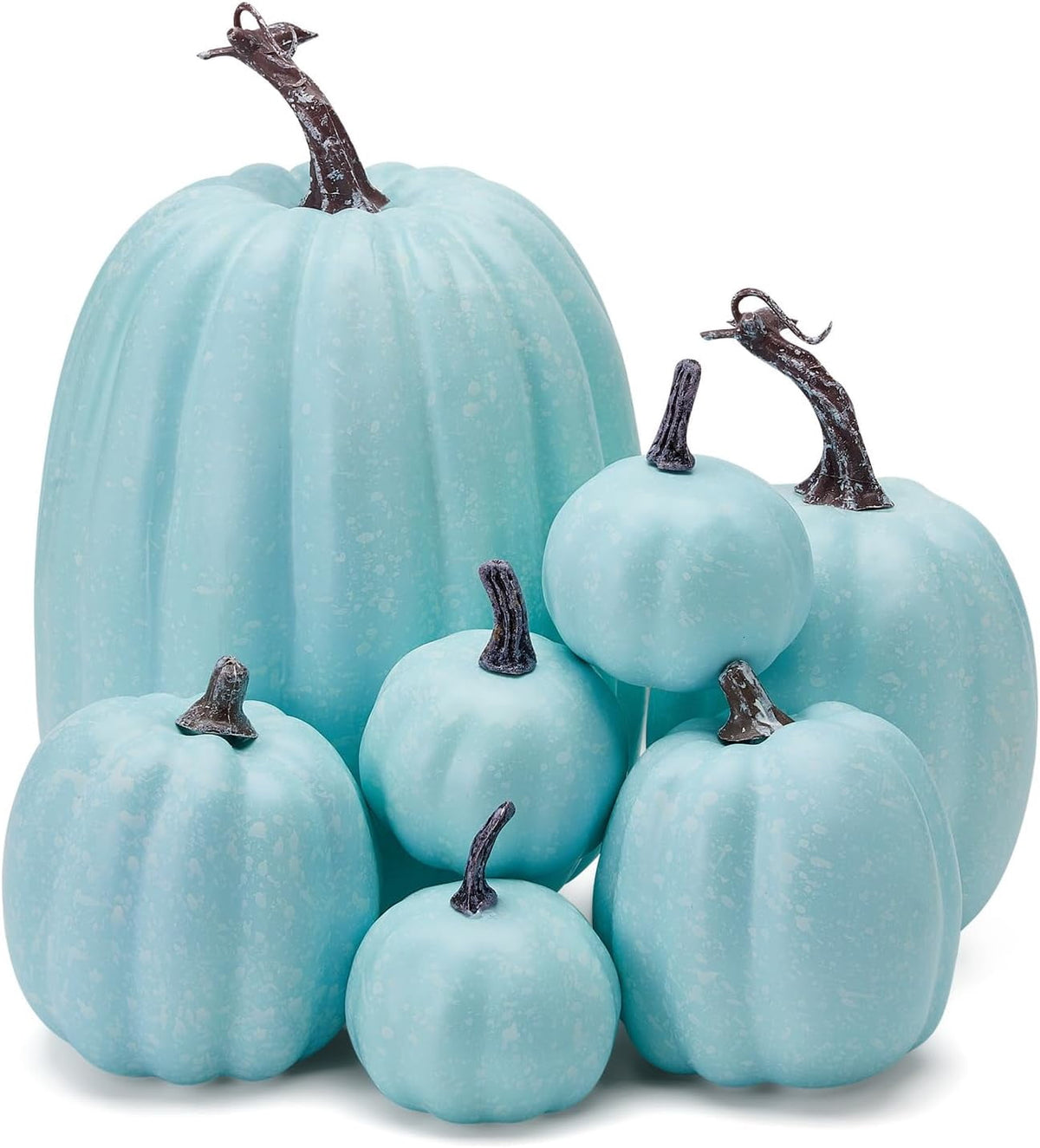 7Pcs Fake Pumpkins Artificial Plastic Pumpkins Decorations Foam Pumpkins for Fall Halloween Home Decor (Blue, One Size)