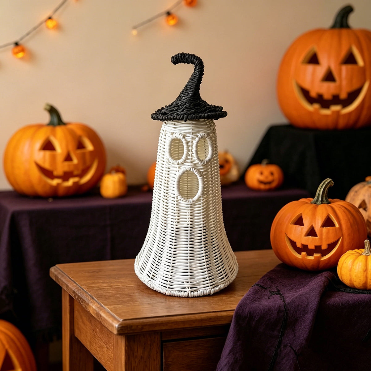 Handwoven Pumpkin Lantern, Rustic Vintage Halloween Decor, 28cm Woven Pumpkin Lantern Without LED Candle Light, Pumpkin Ornament for Mantel Doorstep Halloween Party Decorations