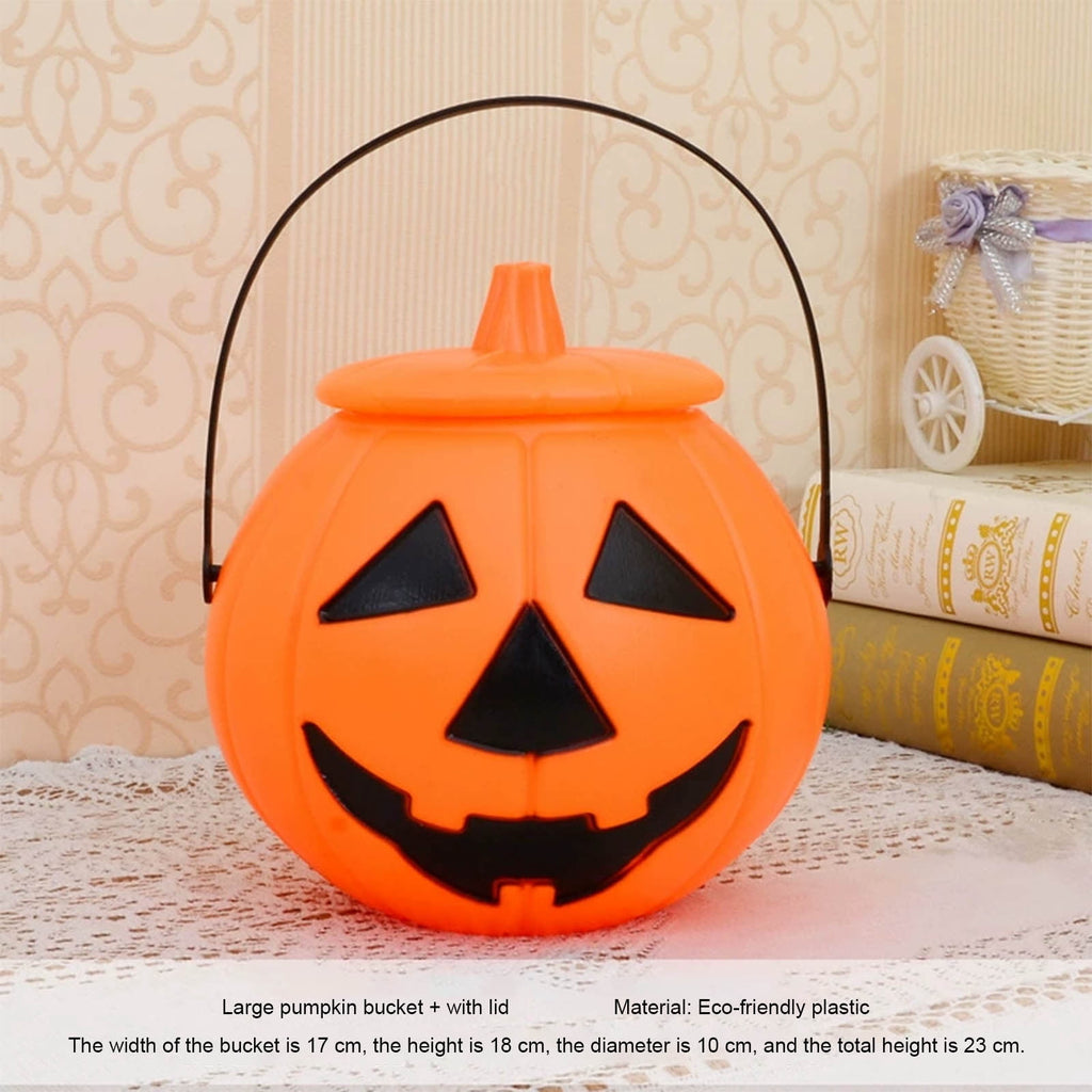 Kyusrd Trick or Treat Halloween Lantern Pumpkin Decoration Lighted Table Centerpieces Ornaments Spooky Pumpkin Prop Decor Decorative Wedding Candy Bowl Organizer Canisters