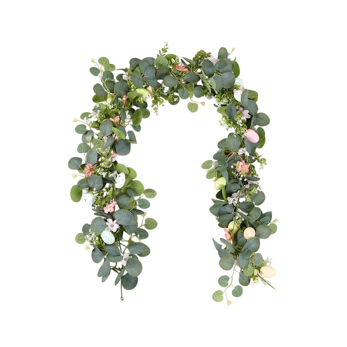 yulier Artificial Garland 70.86 inch Spring Garland with Flowers, Faux Vines Floral Hanging Garland for Holiday Wedding Spring Home Party Window Door Fireplace Table Indoor Outdoor Decor
