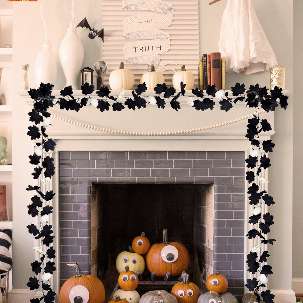 XGFHYJEH Halloween Decor, Halloween Decorations, Halloween Decorations Indoor, Halloween Decor Indoor, Halloween Garland Halloween Pumpkin Rattan Maple Leaf Rattan