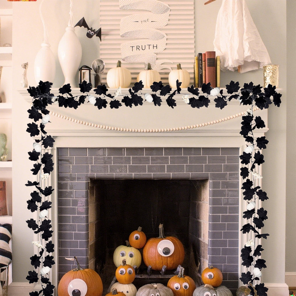 XGFHYJEH Halloween Decor, Halloween Decorations, Halloween Decorations Indoor, Halloween Decor Indoor, Halloween Garland Halloween Pumpkin Rattan Maple Leaf Rattan