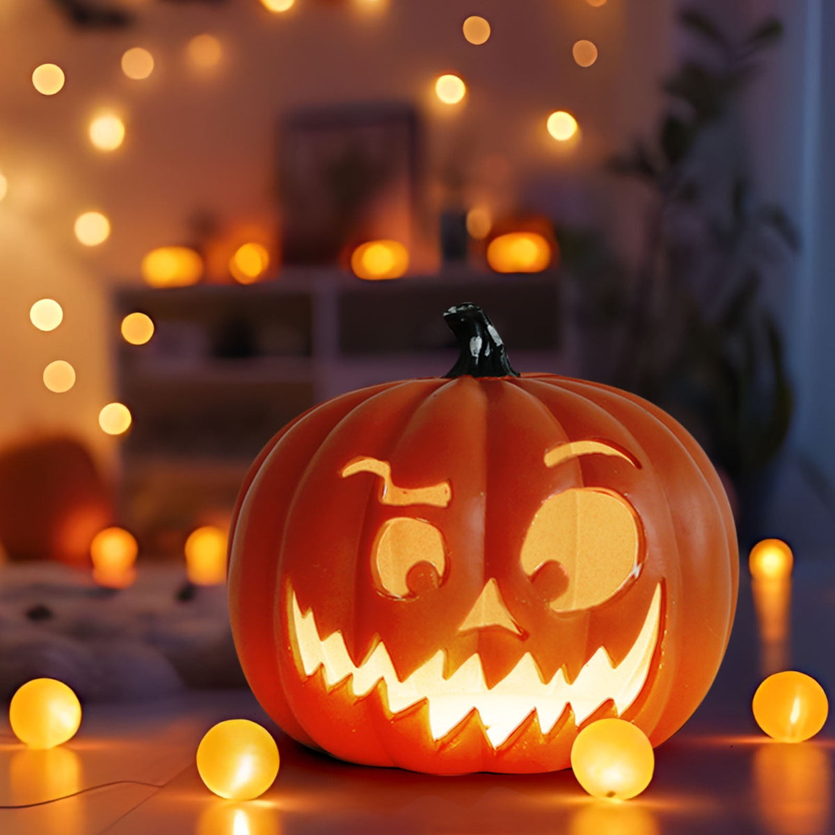 SRUILUO Halloween Light up Jack-O-Lantern, Fall Thanksgiving Pumpkin Light Decorations, Pumpkin Prop with LED Light, Halloween Tabletop Decorations Props for Indoor Outdoor Decor (No Battery)