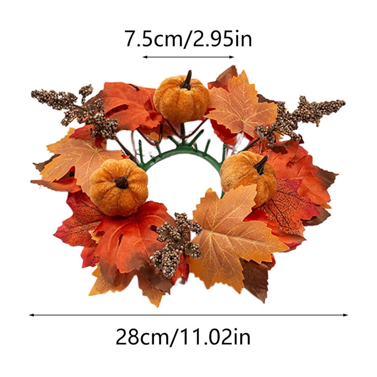 Fall Maple Leaf Front Door Wreath, Multicolor Plastic Seasonal Wreath for Halloween Thanksgiving Christmas Indoor Wall Fireplace Home Decor, 9.84 Inch