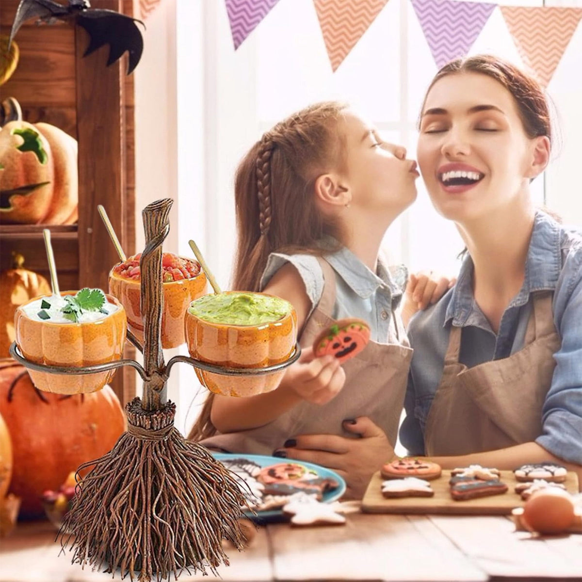 Toycle 3PCS Halloween Candy Bowl Pumpkin Snack Bowl Stand Serving Dishes Food Candy Holder Party Dinnerware for Indoor Home Kitchen Decoration Supplies