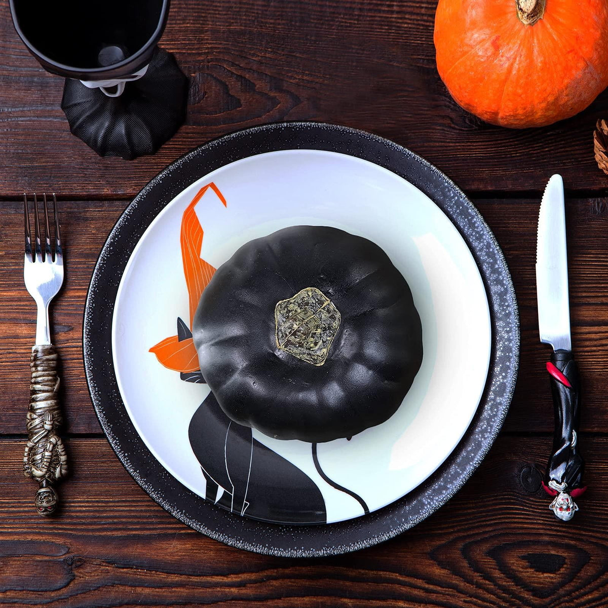 PPKVUFD 7Pcs Artificial Pumpkins Bulk Faux Harvest for Fall Wedding Centerpiece Black, Artificial Plastic Pumpkins Perfect for Halloween Decor Thanksgiving Table Decor