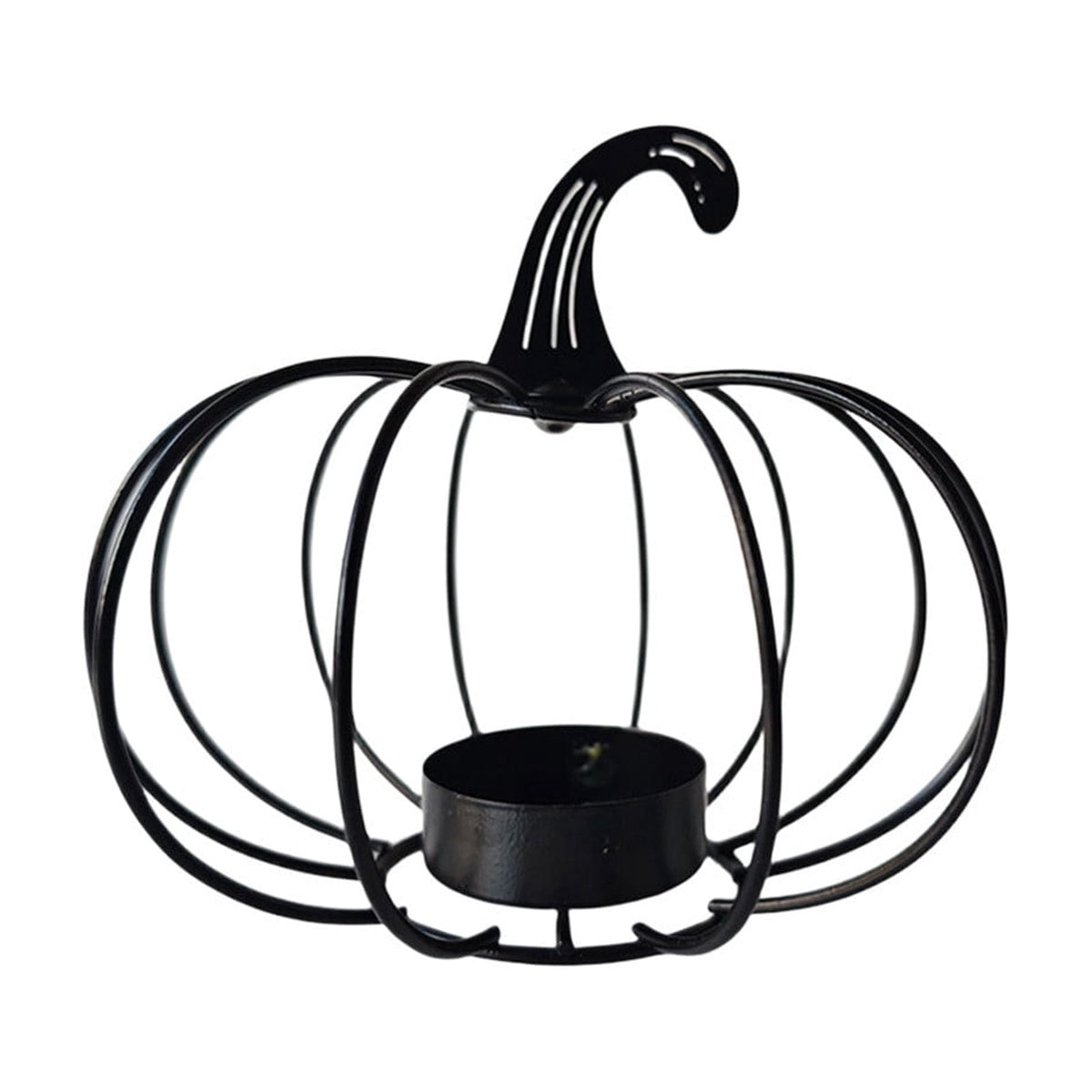 romoty Metal Wire Pumpkin Candle Holder, Vibrant Orange Iron Tealight Stand Tabletop Centerpiece Accent Halloween Thanksgiving Fall Harvest Dining Room Decoration