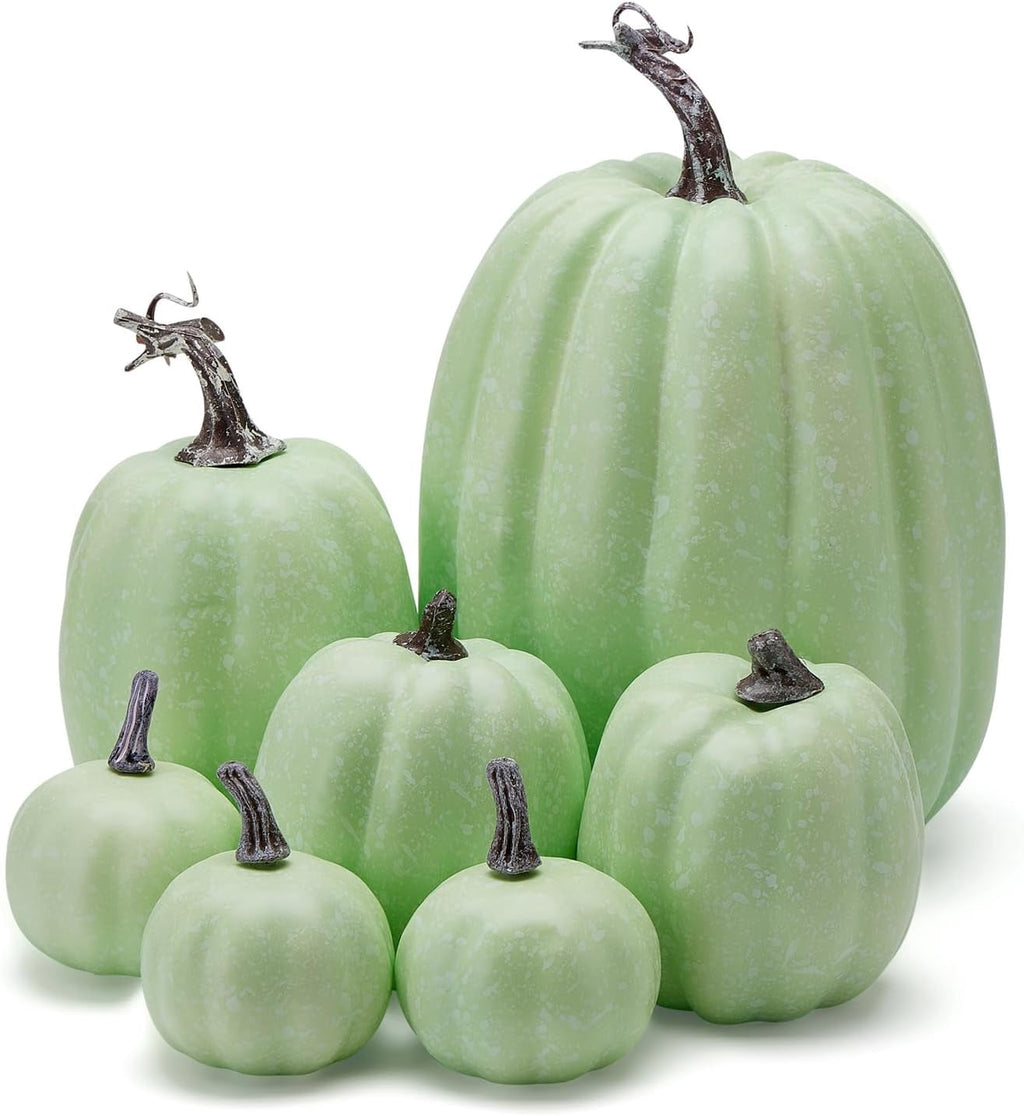 7Pcs Fake Pumpkins Artificial Plastic Pumpkins Decorations Foam Pumpkins for Fall Halloween Home Decor (Blue, One Size)
