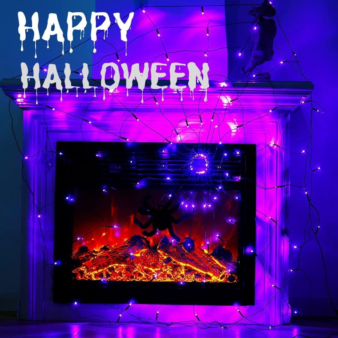 Ayieyill Halloween Spider String Lights,4FT 70 Purple LED with Realistic Spiders, 8 Lighting Modes , Halloween Decorations Indoor Outdoor