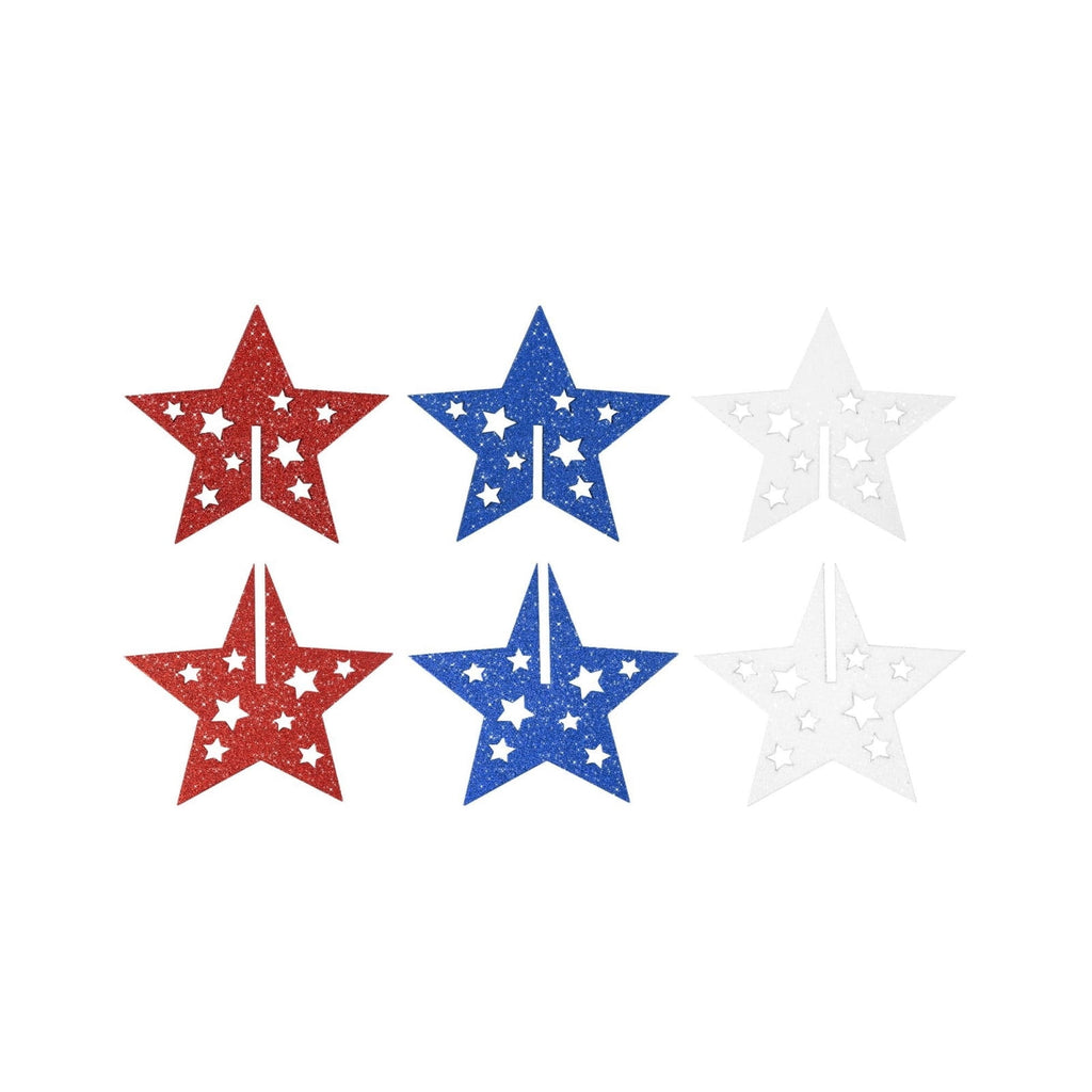Japceit 3Pcs 4Th Of July Decorations Wooden Stars,Red White Blue Patriotic Decor, Independence Day Ornaments Set,For Home Office Table Shelf