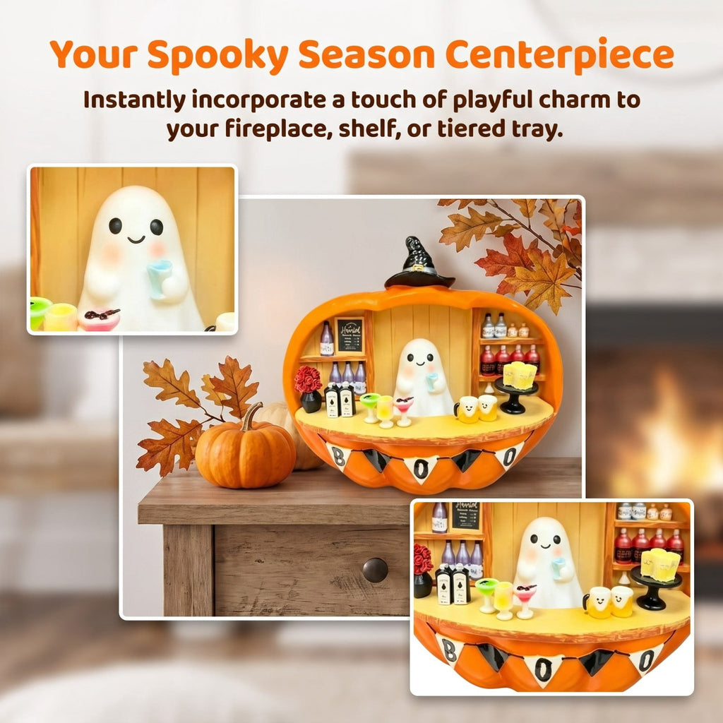 2026 New Halloween Mossy Tree Witch With Crow Light Up 7" Resin Figurine Rave Mantel Shelf Party Decorations