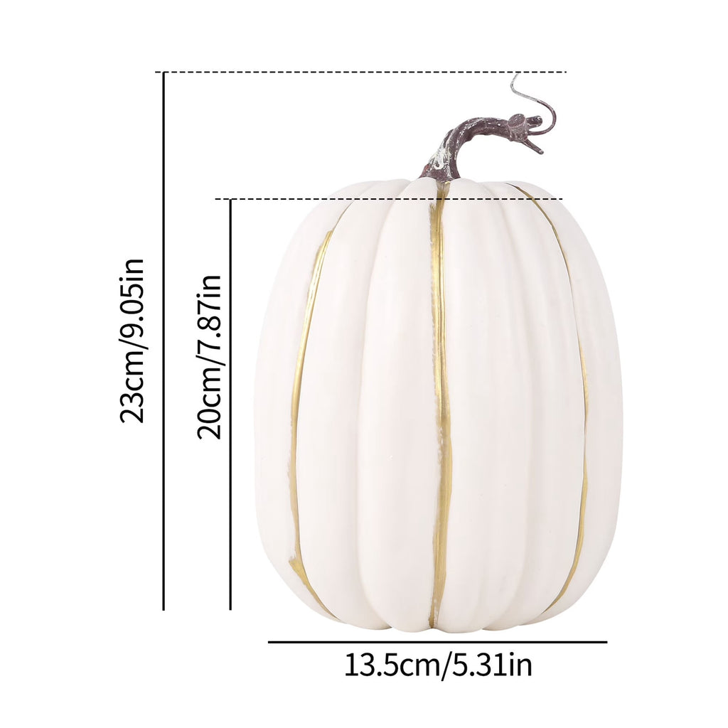 CQHVKQ 8 Inch Large Artificial Pumpkin Fall Decorations, Realistic Fake Harvest Pumpkin, Orange Gold Decorative Pumpkins for Table Centerpieces, Fall, Thanksgiving & Halloween DIY