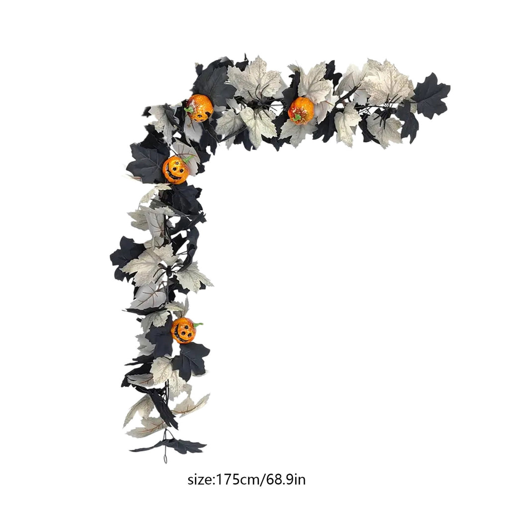 Halloween Pumpkin Garland - 68" Fall Leaf Decor for Mantle, Staircase & Porch, Outdoor/Indoor Autumn Thanksgiving Party Decoration (Multicolor)