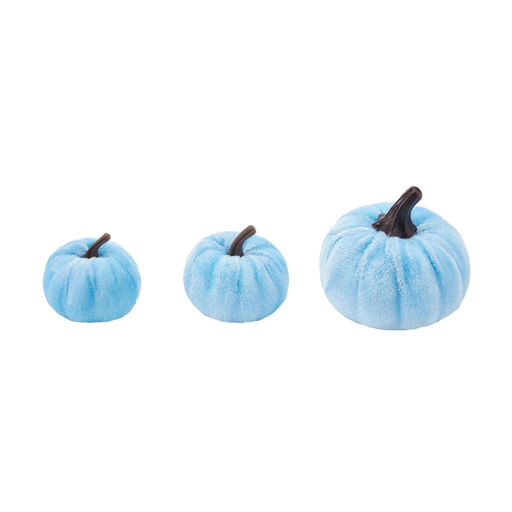 Bazyrey Velvet Pumpkins Fake Mini Pumpkin,Halloween Decor 12pcs Artificial Fake Velvet Pumpkins Decoration for Fall(Blue+White),Happy Halloween Thanks Giving Day Autumn Decorations