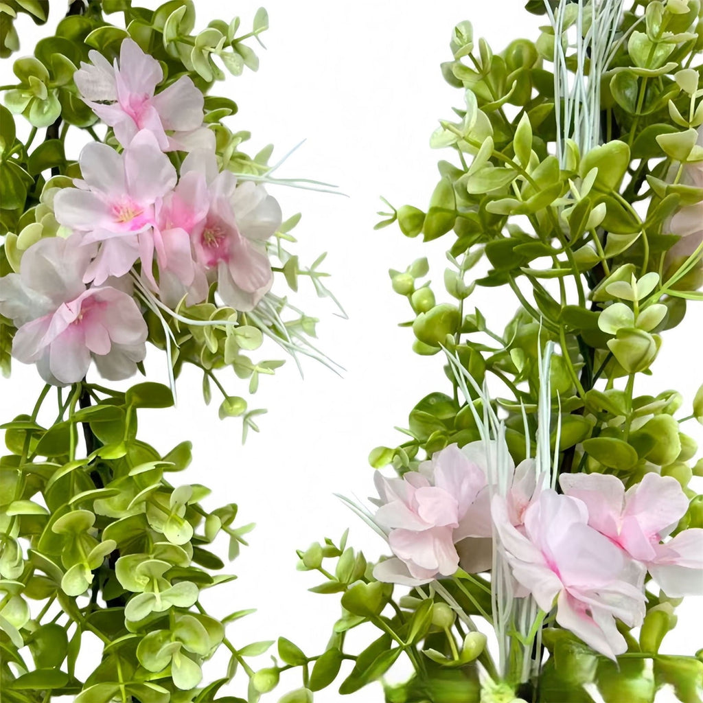 Spring Artificial Flowers Garland, 70 inch Fake Eucalyptus Vine Cherrys Blossoms Hanging Garland Rattan for Mantle Fireplace Wedding Indoor Outdoor Home Decor