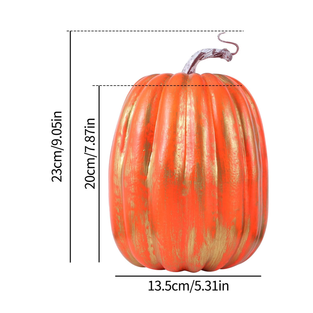 CQHVKQ 8 Inch Large Artificial Pumpkin Fall Decorations, Realistic Fake Harvest Pumpkin, Orange Gold Decorative Pumpkins for Table Centerpieces, Fall, Thanksgiving & Halloween DIY