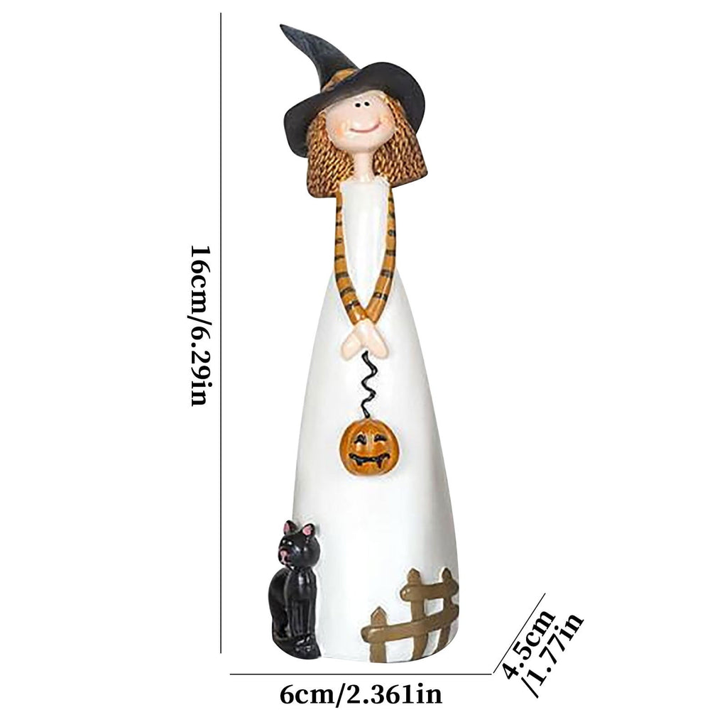 Halloween Witches Figurine Tabletop Decor,Resin Witch Statues Decorations with Classic Witches Hats,Cat,Ghost,Crow, and Pumpkins,Holiday,Party,Home Decor and Fall Decor