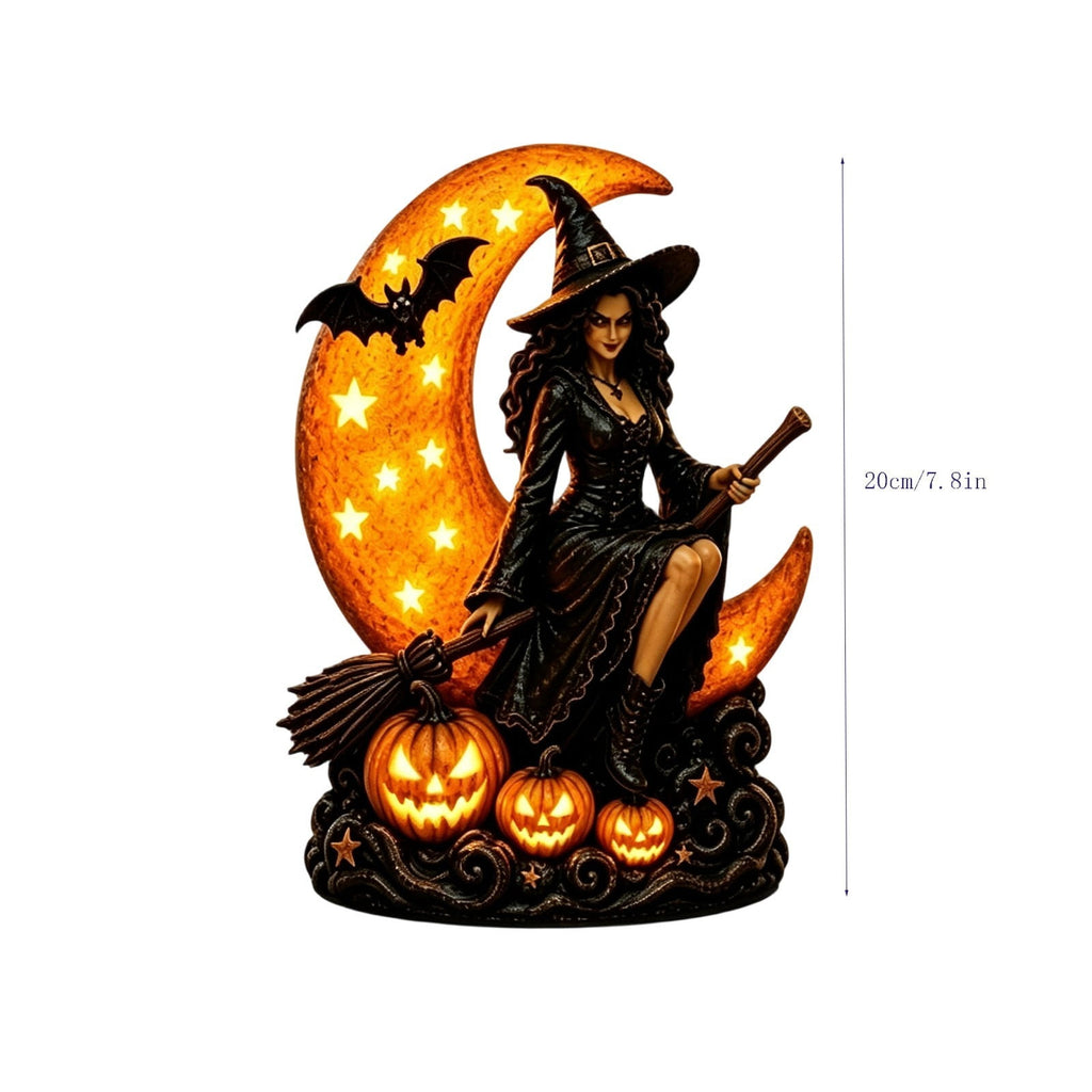 Stained Glass Witch Hat Lamp Gothic Halloween Lighting Decor, Vintage Witchy Hats Night Lights, Handcrafted Retro Resin Table Lamp for Bedroom, Living Room & Home Decor