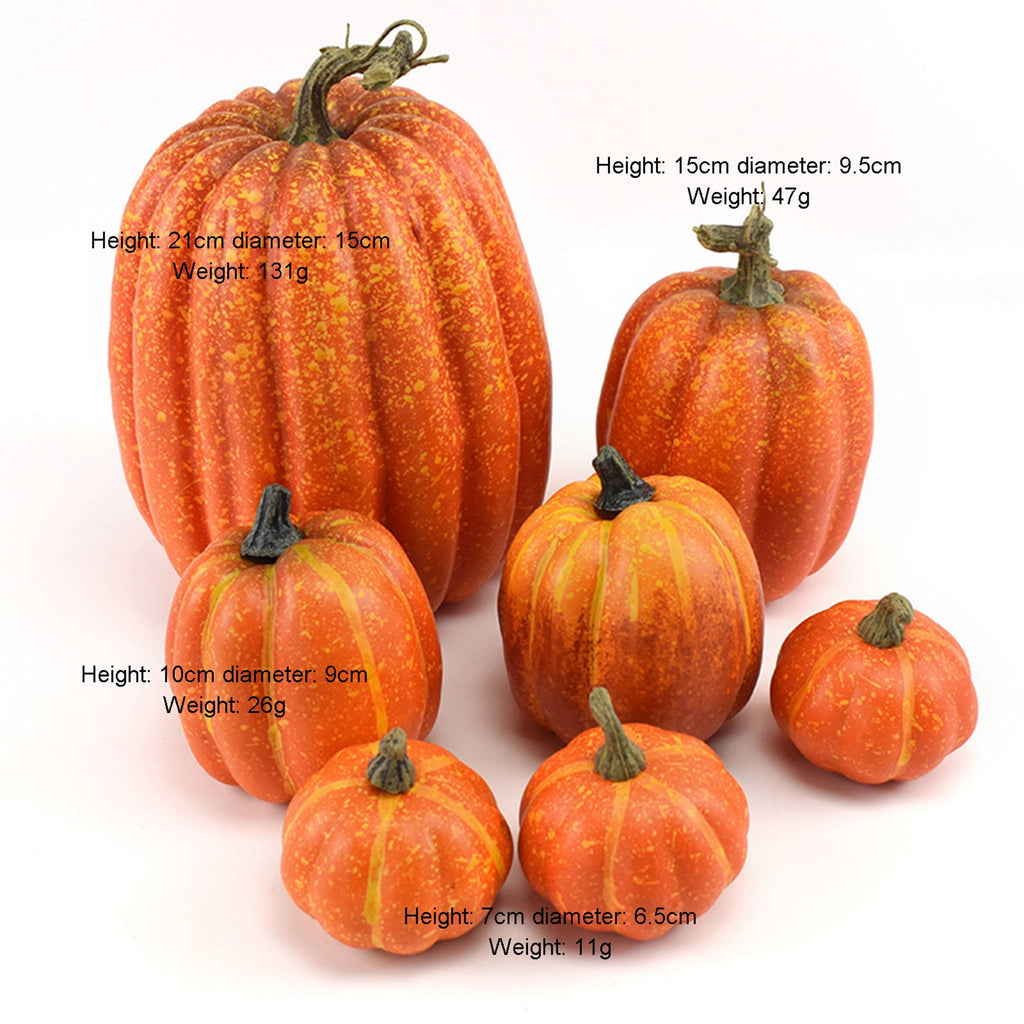 Xsylife 7Pcs Assorted Sizes Pumpkin Model Artificial Craft Fall Harvest Thanksgiving Decoration