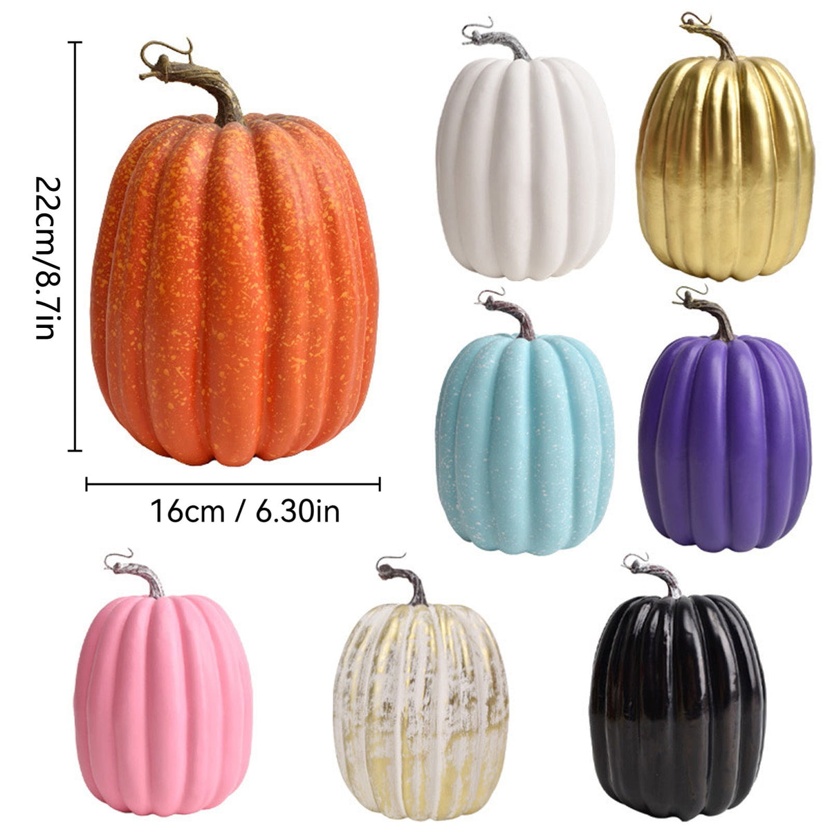 Artificial Pumpkins,Black Fake Pumpkins Large Faux Pumpkins for Autumn Thanksgiving Halloween Seasonal Holiday Decor Decoration (Big Black Pumpkins,8.7x6.3in)