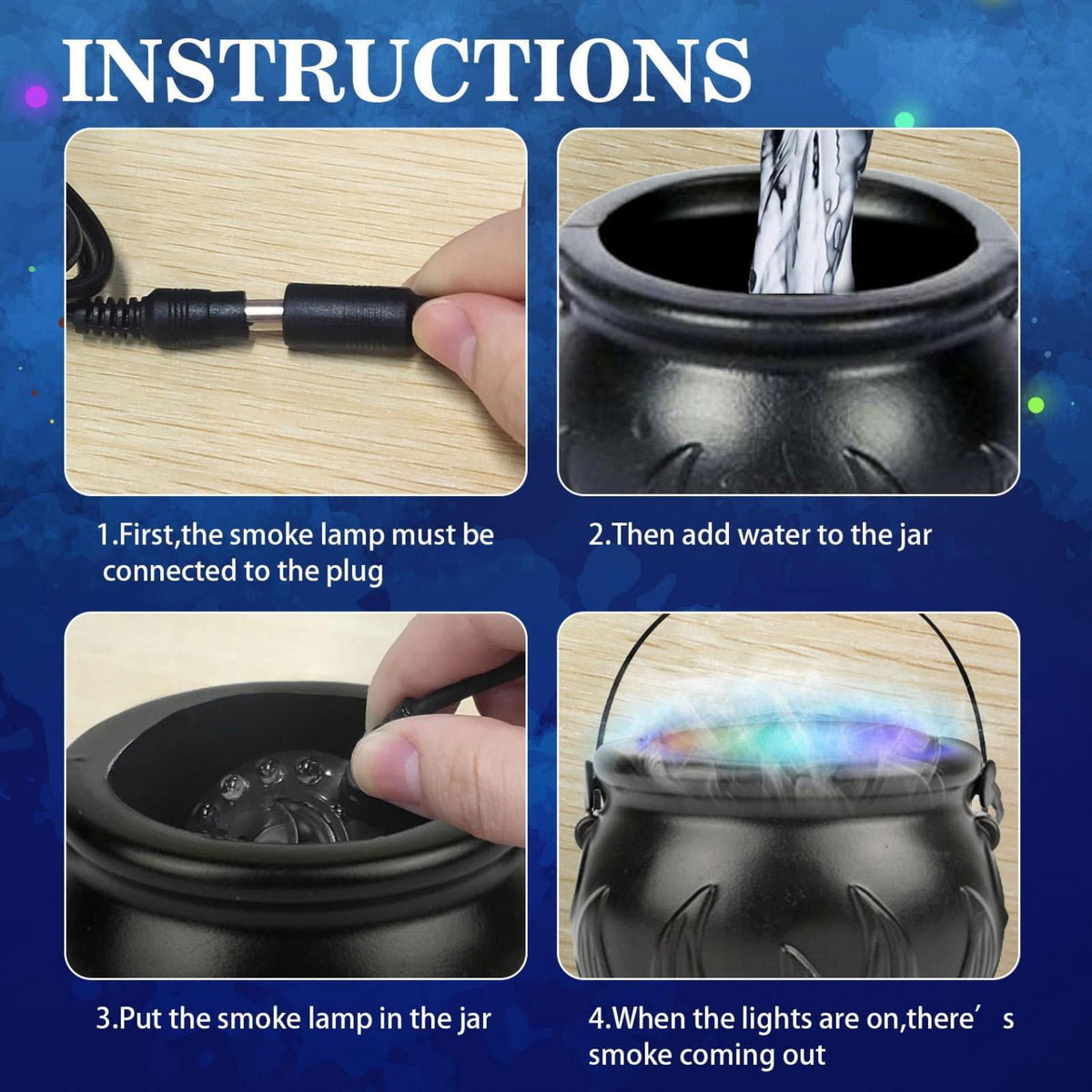 Tarmeek Halloween Mist Maker Cauldron with Light,Large Witch Cauldron Party Decorations, Halloween Party Spray Sprayer Cauldron Atmosphere Light for Halloween Decorations,Halloween Candy Bucket